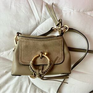 See by Chloe Joan Boho Tan Gold Suede Leather Crossbody Bag